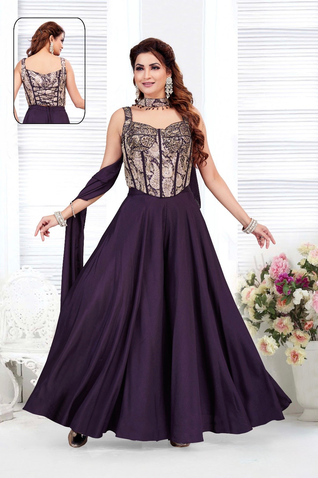 Corset top with lace up back Palazzo Set