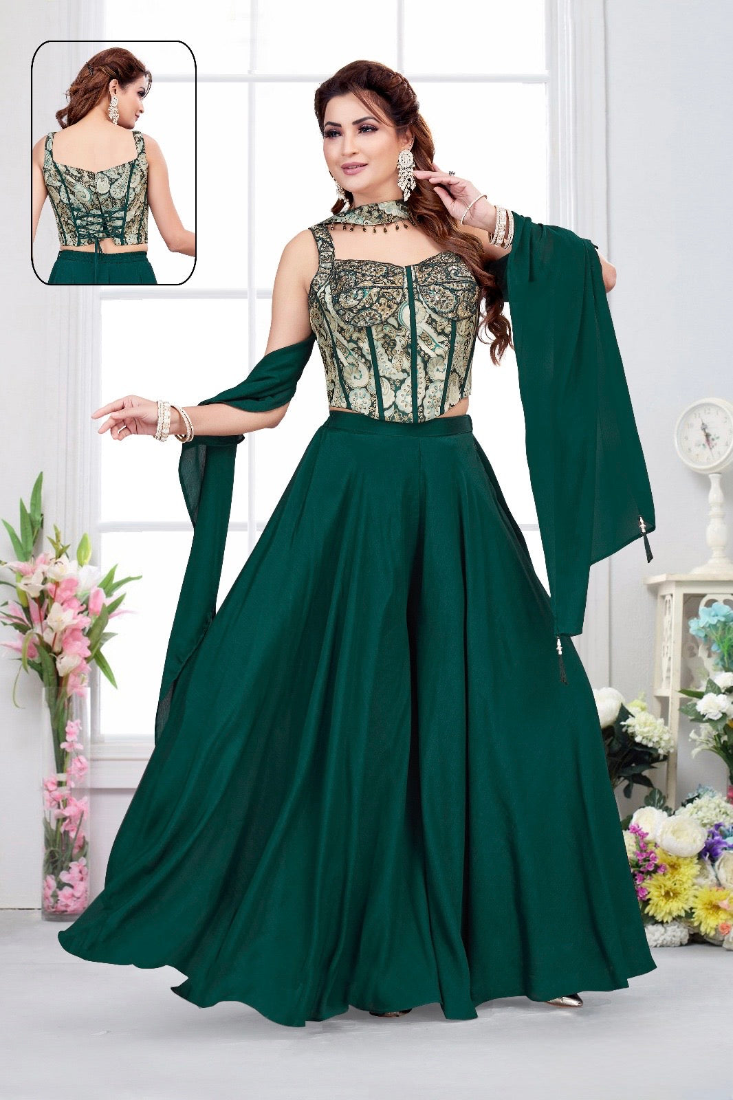 Corset top with lace up back Palazzo Set