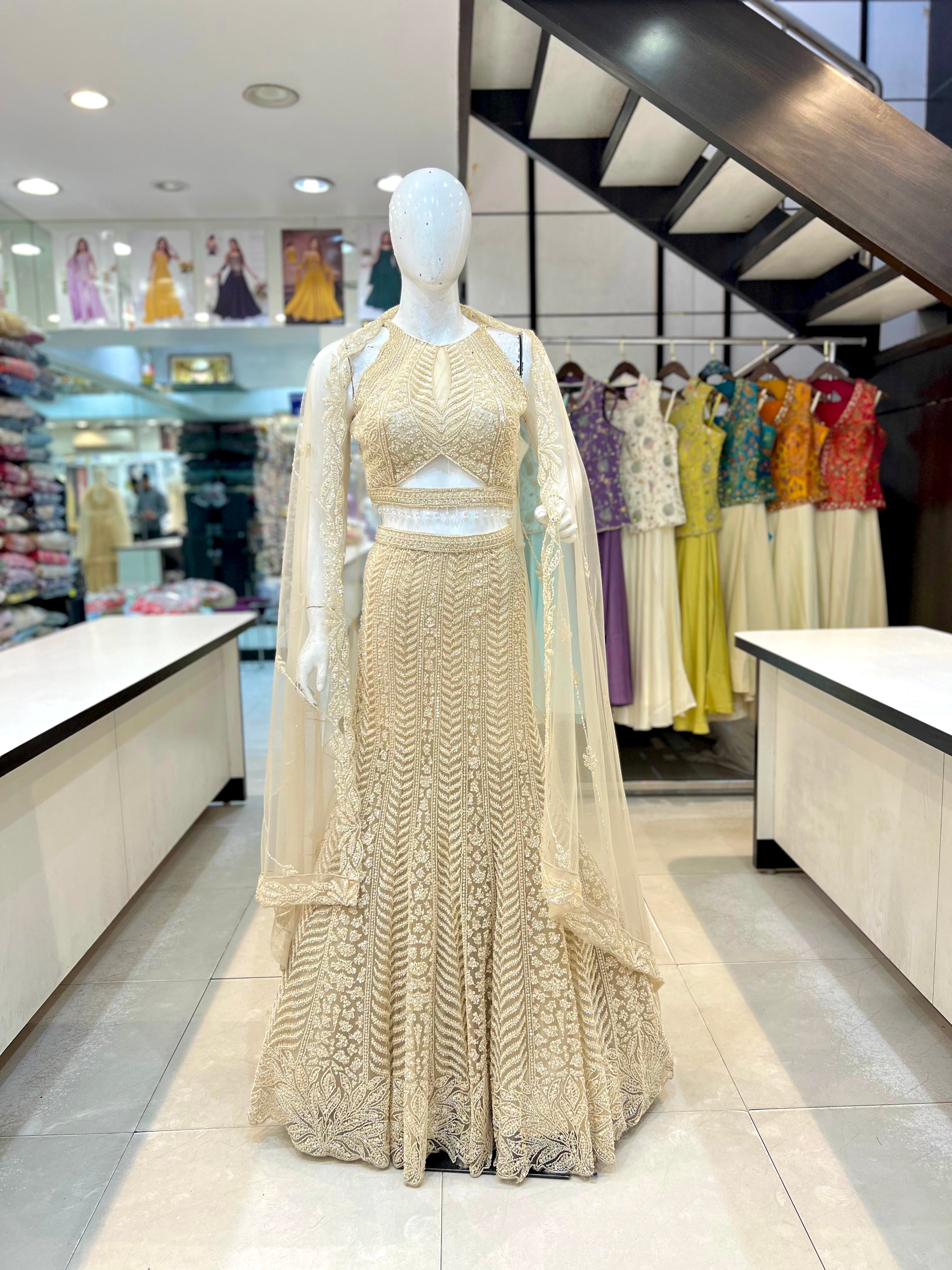 Ivory Fishcut Bridal Lehenga